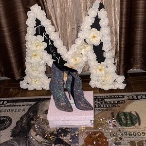 Rhinestone navy boot heels